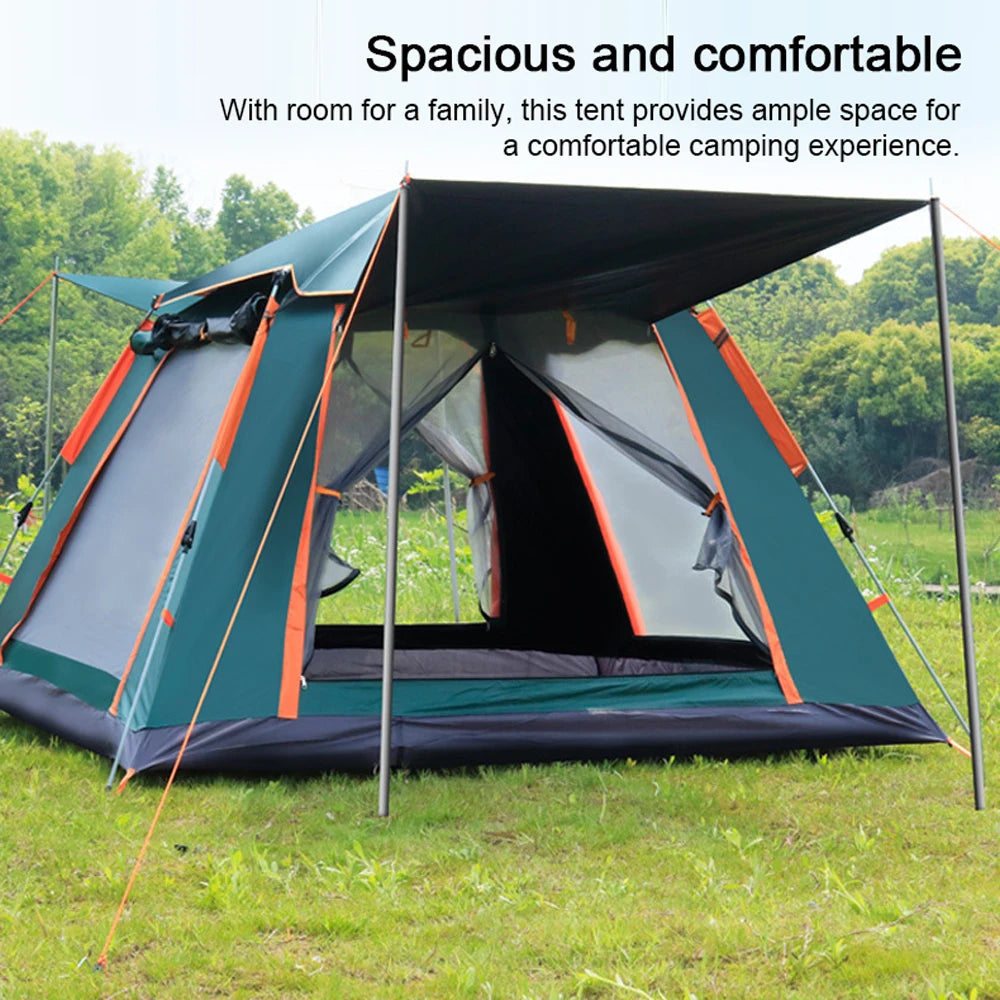 Waterdichte Kampeertent 3-4 Personen – Tent met Zonwering & Insectenhor – 2 Deuren voor Ventilatie – 215x215x142 cm –  Buitentent voor Camping - Festival of Tuin - Groene