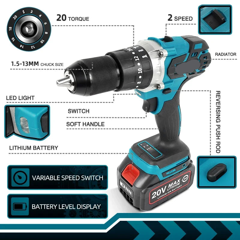 Borstelloze Elektrische Slagmoersleutel - 20V Batterij - Koppel 115NM - Biedt Krachtige Prestaties En Duurzaamheid Voor Professionele En Doe-Het-Zelf Klussen - QUORE