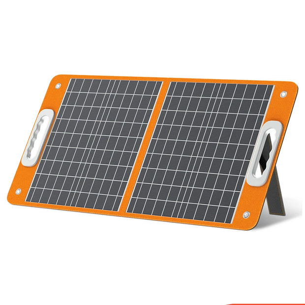Zonnepaneel - Zonnepanelen Compleet Pakket - Zonnepaneel Opvouwbaar - Zonnepaneel Camper - 18V - 60W Opvouwbaar Zonnepaneel - Draagbare Zonnelader met DC-Uitgangen - 2 USB-Uitgangen - Oranje