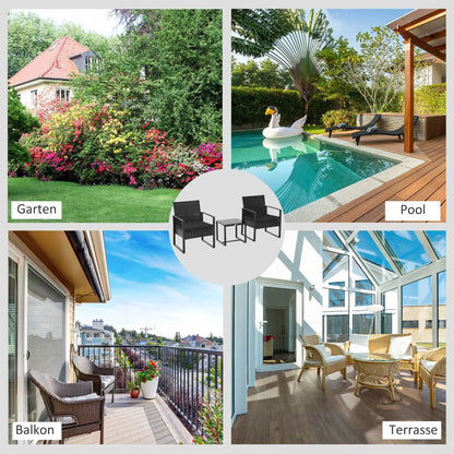 Loungeset – Loungeset Voor Buiten – Tuinmeubelen – Balkonmeubilair – Polyrattan – Waterafstotende Kussens – Metalen Frame