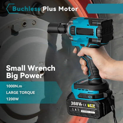 Slagmoersleutel - Slagschroevendraaier - Slagmoermachine - Elektrische - Brushless - 1000Nm - 20V - 1/2 Inch - Slagmoersleutelset - Borstelloos, Snoerloos - Inclusief 2x Accu