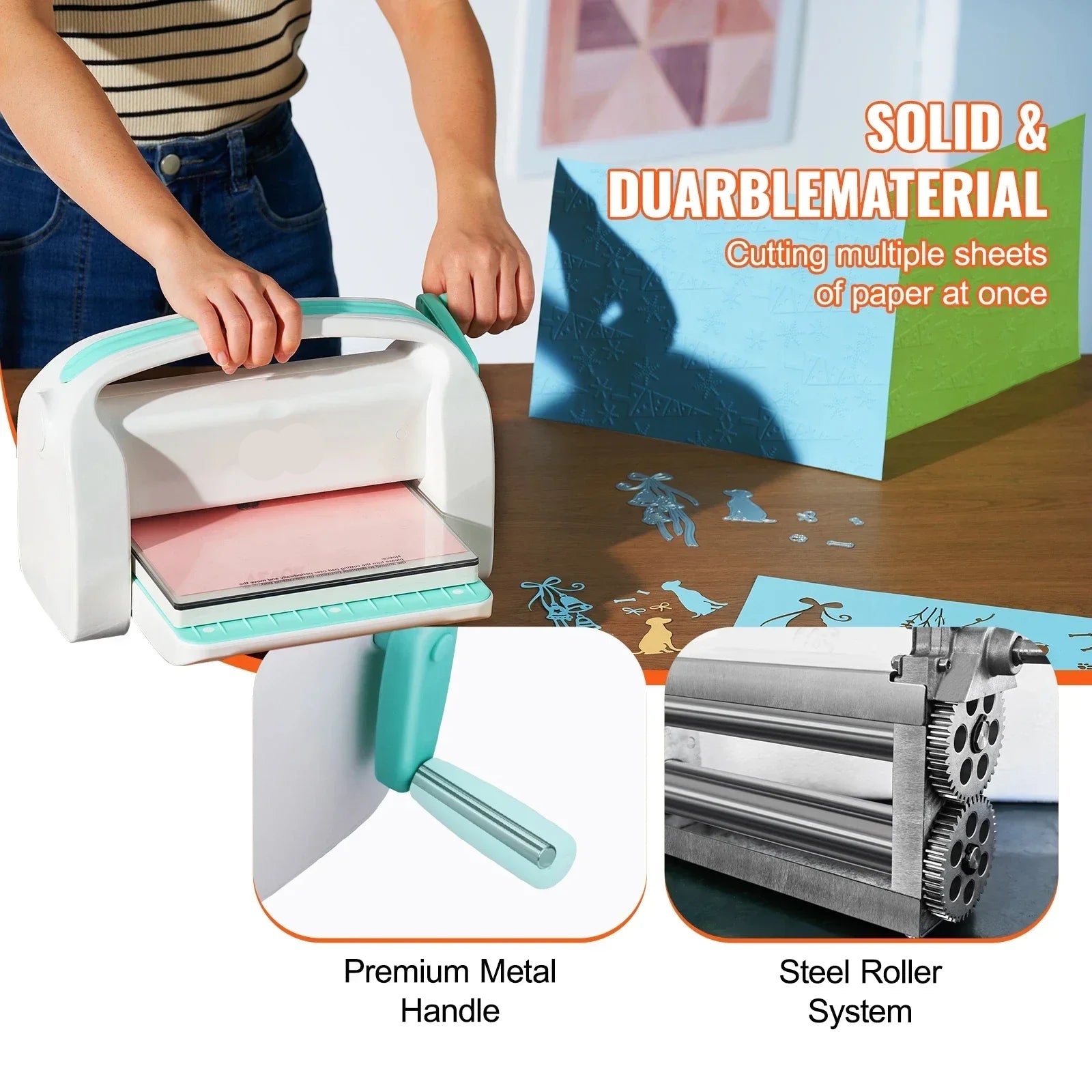 Stansmachine - Handmatige Embossing- en Snijmachine – 6 inch – DIY Scrapbooking & Kaarten Maken – Mini Stansmachine voor Papier, Leer & Stof – Inclusief Starter Kit - QUORE