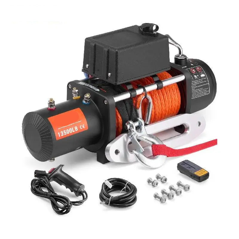 Elektrische Lier - Takel - Winch - Touwtakel - 13500lbs Trekkracht – 3/8in 80ft Synthetisch Touw – Draadloze Bediening – IP55 Waterdicht – Afstandbediening - Geschikt voor Off-Road, SUV & Jeep