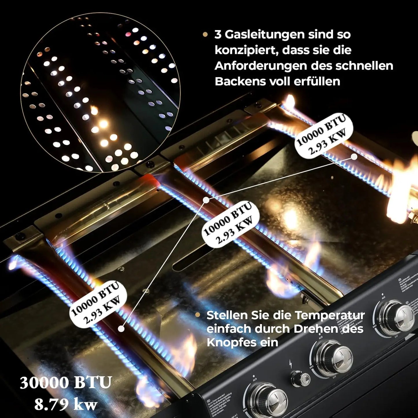3-Pits Gasbarbecue – Buitenkeuken – Grill – Barbecue – BBQ – Driedubbele Branders – Gietijzeren Grillroosters