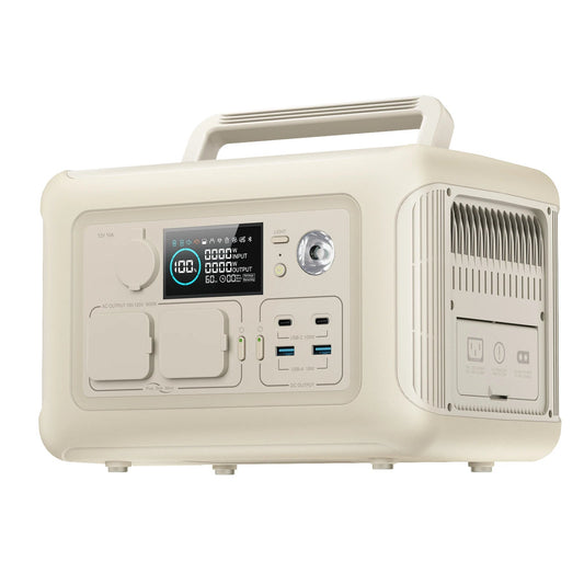 Powerstation - Stroomgenerator - Mini-Generator - Draagbare - met AC Stopcontacten - LiFePO4 Batterij - voor Thuis - Tenten - Buiten - Kamperen - 299Wh - 600W - Wit