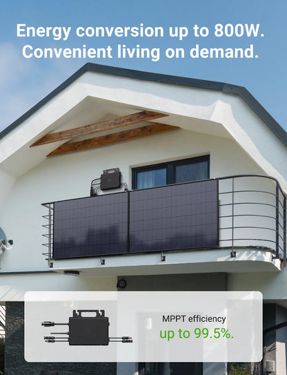Omvormer – Micro-omvormer – Spanningsomvormer – Solar Inverter – Zonne-energie Omvormer – 800W Vermogen – Dual MPPT & WiFi Monitoring - QUORE