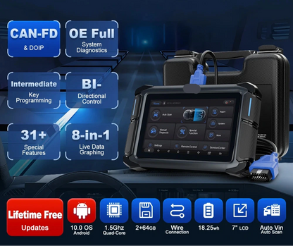 Auto Diagnosetool – OBD Scanner – Foutcode Lezer – Vehicle Tester – 7 Inch Touchscreen – Key Programming – 34+ Onderhoudsdiensten