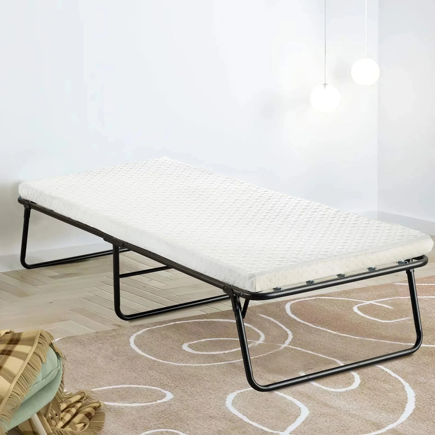 Logeerbed - Bed - Eenpersoonsbed - Opvouwbaar - 190x80cm - met 7cm Traagschuim Matras - Draagbaar - Inklapbaar Gastbed Zonder Wielen - Bedden - Bankstel