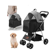 Dog Stroller - Dog Stroller Foldable - Stroller - 35lbs - 4 Wheels Dog Stroller with Cup Holder - for Cats Travel Dog Accessories