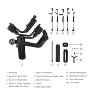 Gimbal Smartphone - Stabilisator voor Smartphone & Camera - Gimbal voor Smartphone & Camera - Handheld spiegelloos - Rolhoek 320° - Koershoek 360° - 3-Axis - Alles-in-één - Zwart