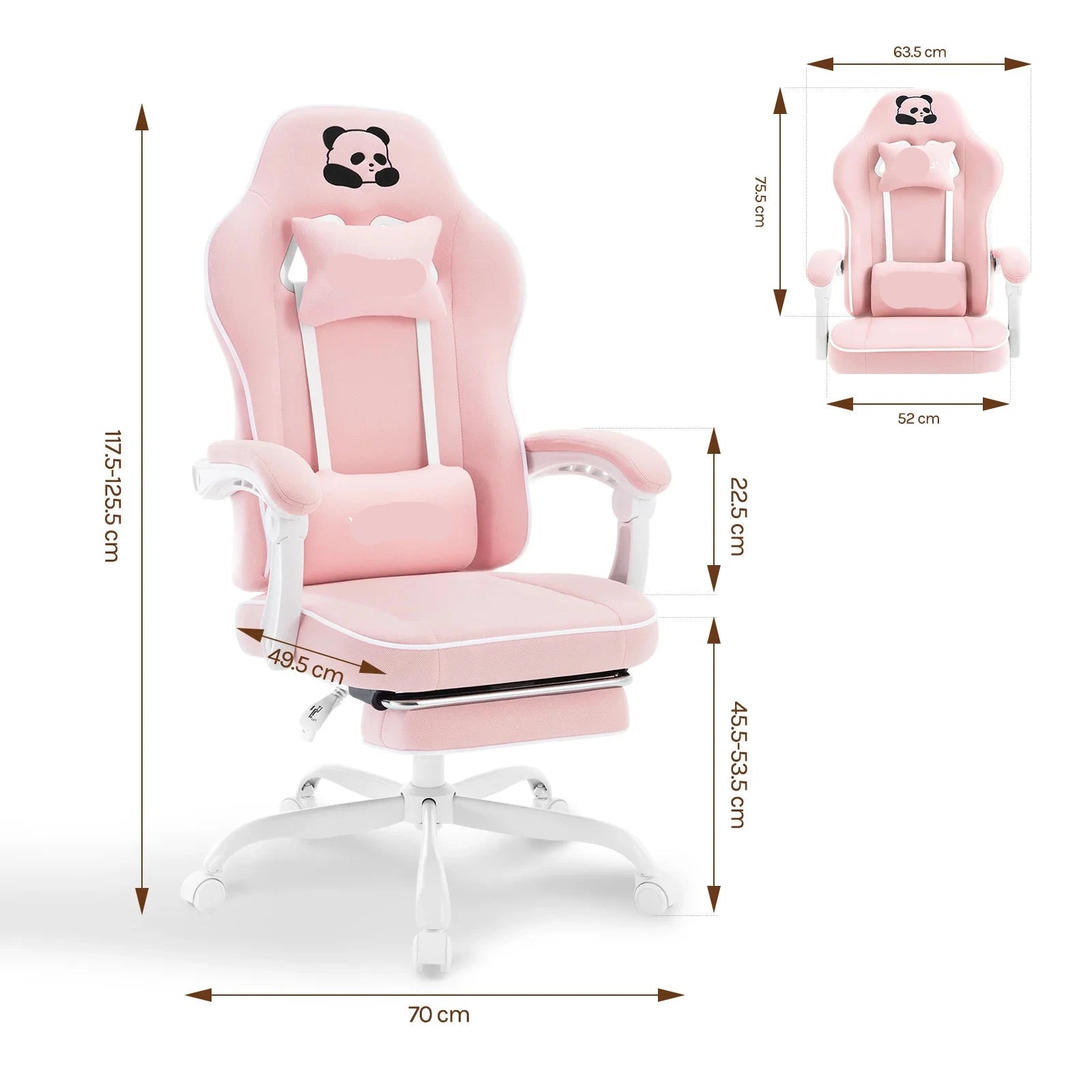 Ergonomische Gaming- En Bureaustoel – Comfortabele Stoel – Mesh Bureaustoel – Met Voetensteun – Verstelbare Kussens – Sterk Metalen Frame - Roze - QUORE