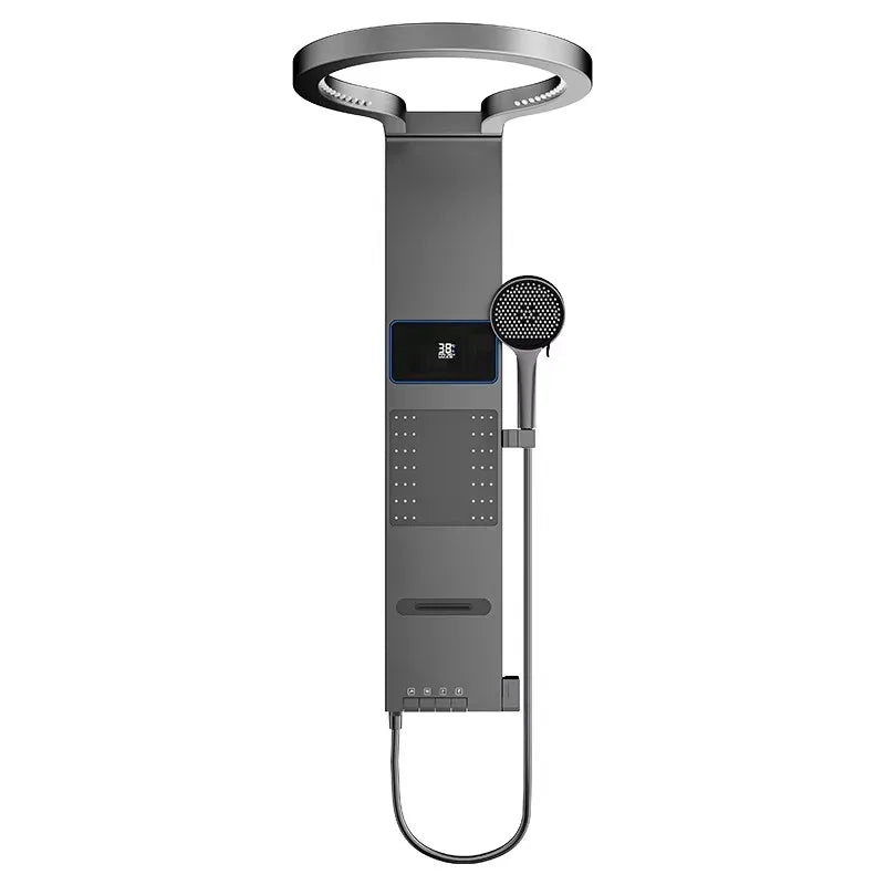 LED Waterval Douchekop – Douchepaneel – Waterval Douche – Wanddouche – Douchekop LED – Aluminium Geborsteld – Temperatuurgevoelige LED-verlichting - QUORE