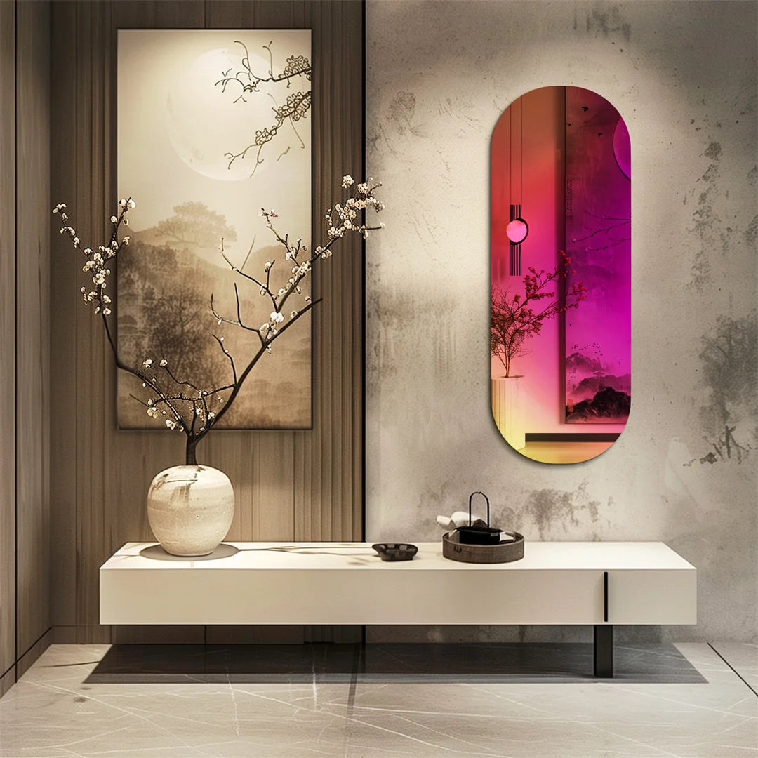 Wandspiegel – Spiegel – Muurspiegel – Ronde Spiegel – Glazen Spiegel – Iriserend Regenboog Effect – 100% Glas – Eenvoudig te Monteren