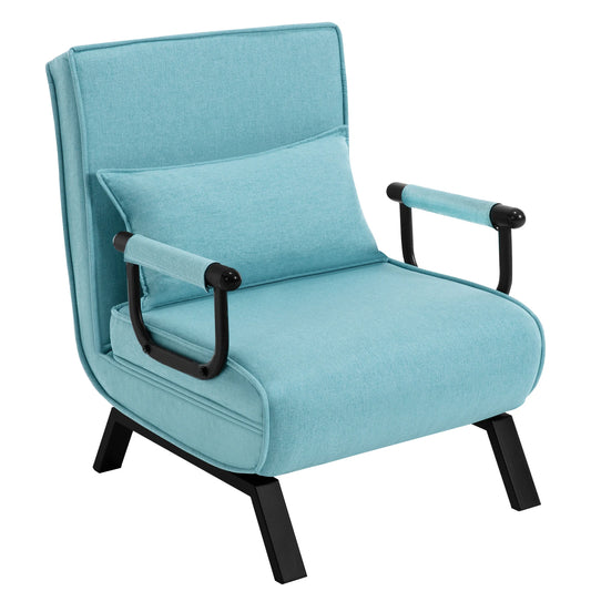 Fauteuil - Vouwstoel - Relaxfauteuil - Relaxstoel - Verstelbare Relaxfauteuil - 3-in-1 - met Verwijderbare Kussen en Verstelbare Rugleuning - Logeerbed voor Appartement of Studentenflat - Sofa Bed Linnen - Blauw
