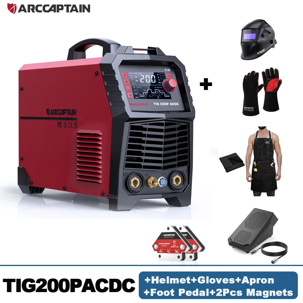 ARCCAPTAIN  7 in 1 AC/DC TIG Aluminium Welding Machine MMA Pulse Square Triangular HF TIG Stainless Argon Precise 2T 4T Welder