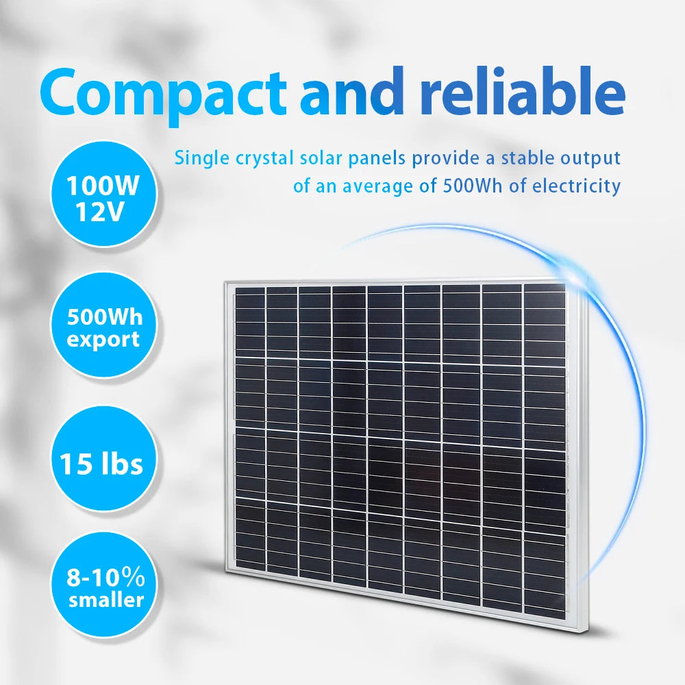 Zonnepanelen - Monokristallijne Zonnepaneel Kit - Flexibel - Zonne Energie - 100W - Waterdichte - voor Camping, RV en Thuisgebruik