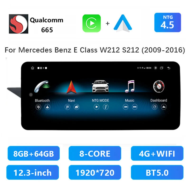 12,3 Inch Multimedia Systeem – Autonavigatie – Touchscreen Radio – Android Auto – CarPlay Ondersteuning – Snapdragon 665 Processor – 128GB Opslagruimte
