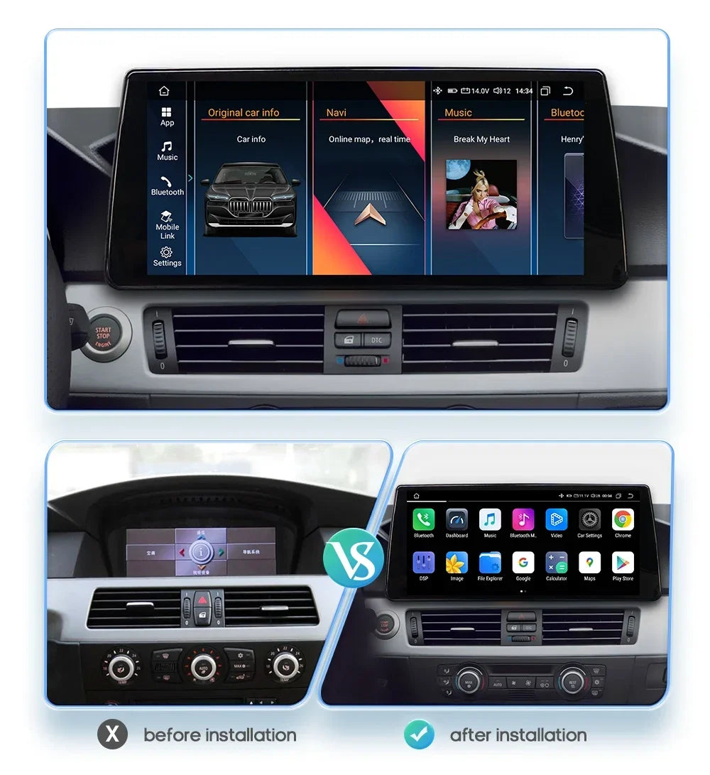 2DIN Android Multimedia Systeem – Autoradio – Navigatie – Touchscreen – Infotainment – Variant E90 05-08 CCC – 10,33 Inch QLED Scherm – 4G LTE Connectiviteit