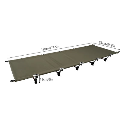 Opvouwbaar Campingbed met Draagtas – Inklapbaar Veldbed & Ligbed – 190x65x15 cm – Lichtgewicht Kampeerbed – Stevig Klapbed – Legergroen – Voor Outdoor & Vakantie