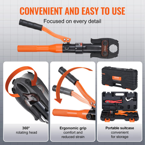 Vevor - Crimping Tool - Hydraulic Crimper - TH16 TH20 TH26 TH32 Quick Change Jaws - For Confined Space Tees - Copper Pipe Fittings - Orange