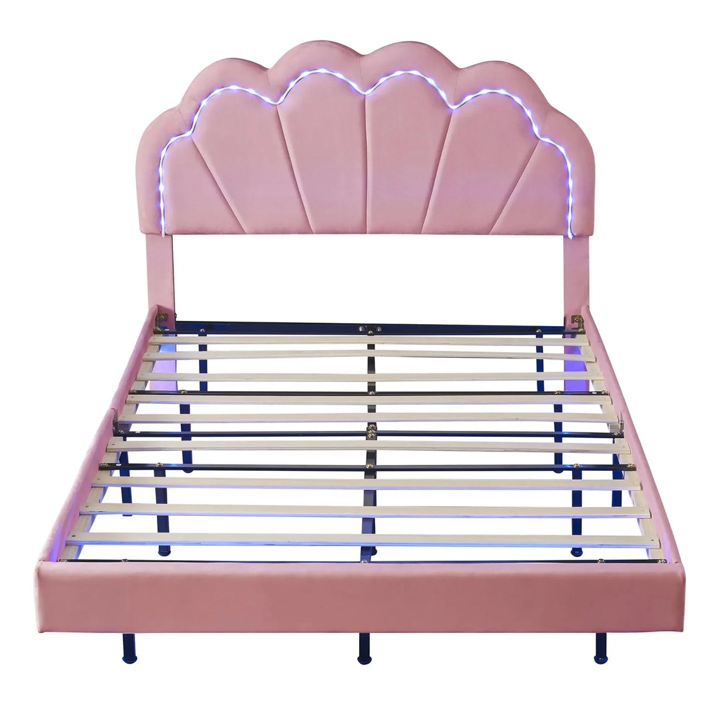 Bed – Fluwelen Bed – Modern Bed – Verlicht Bed – Zwevend Bed – LED Verlichting – Draaggewicht 250 Kg