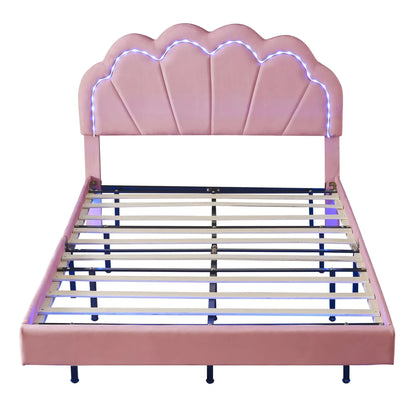 Bed – Fluwelen Bed – Modern Bed – Verlicht Bed – Zwevend Bed – LED Verlichting – Draaggewicht 250 Kg