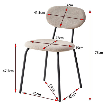 Scandinavische Eetkamerstoelen – Set van 4 Stoelen – Velours Stoelen – Stapelbare Stoelen – Metalen Poten – Ergonomisch Design – Geluiddempend - 42 x 45 x 78 cm - Hoefijzerwit