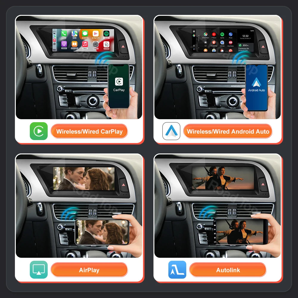 8.9” / 12.3” Touchscreen Multimedia Display – Navigatiesysteem – Infotainment Systeem – Auto Radio – Scherm Voor Audi A4 – Wireless CarPlay & Android Auto – Hoge Resolutie 1920x720 Pixels