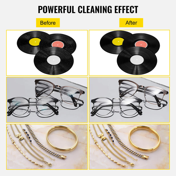 Ultrasone reiniger - Wasmachine - Ultra Sonic Cleaner - Ultrasone Reiniger Bril - 6L - 180W - 7-12 Inch 8 Records Ultrasone Vinyl Reinigingsmachine