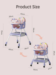 Kinder Eetstoel - Baby Eetstoel Met Verstelbare Hoogte - Kinder Eetstoel Met Stevig Metaal Frame - Unisex - Grijs