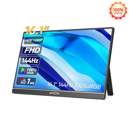 Draagbare Monitor – Extern Scherm – Gaming Monitor – Tweede Scherm – IPS Display – 16,1 Inch – 144Hz Verversingssnelheid – 100% sRGB Kleurweergave - QUORE