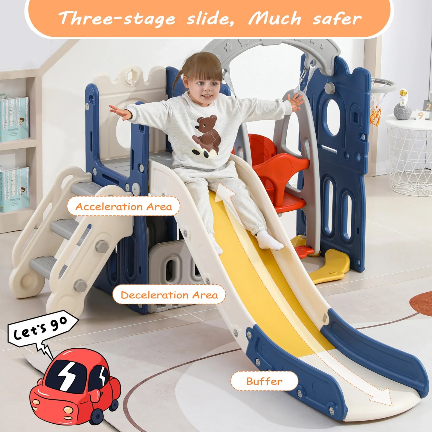 Speeltoestel – Klimtoestel – Glijbaan – Basketbalring – Kinder Speeltoestel – HDPE Materiaal – Max. 50 Kg Belastbaar