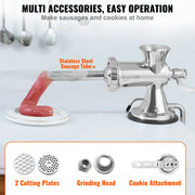Manual Meat Grinder - For all types of Meat - 304 Stainless Steel - Meat Grinder - Food Grinder Machine - Meat Grinder with Suction Cup - Silver