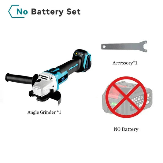 Accu Haakse Slijper - 125 mm - Draadloos Slijptol - 18V - Brushless Motor - 8500 RPM - 3000W - 3 Snelheden - Voor Slijpen - Snijden - en Polijsten - Compact en draagbaar - Zonder Accu - QUORE