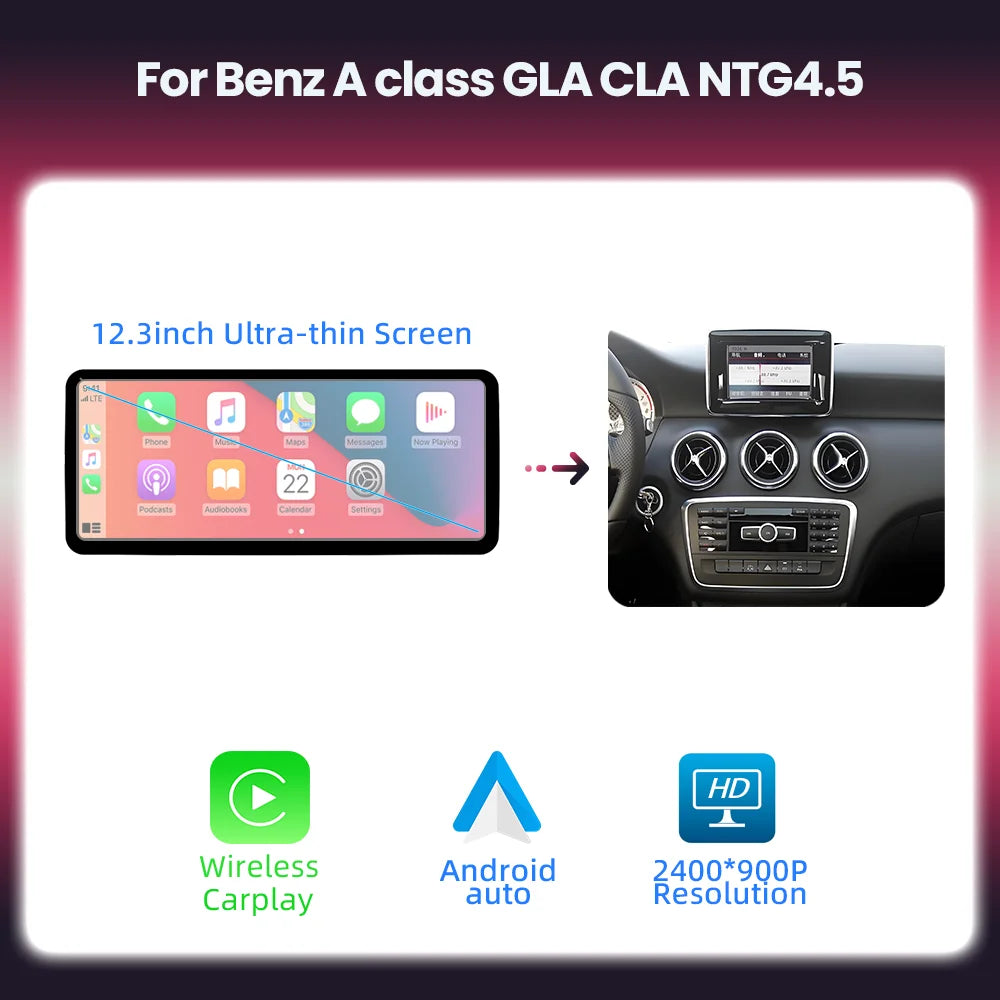 Carplay Autoradio – Multimedia Radio – Bluetooth Radio – Touchscreen Radio – Draadloos CarPlay – 12,3 Inch Scherm – 4 x 45W Versterker - QUORE