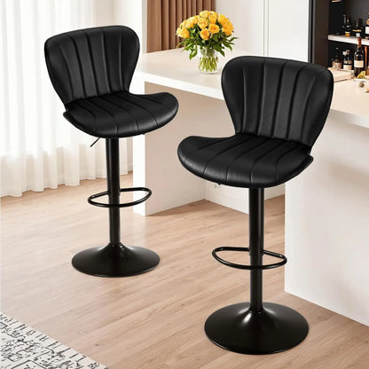 Barstoelen – Barkrukken – Barstoeltjes – Keukenkrukken – Zwarte Barstoel Set – Verstelbare Hoogte – 360° Draaibaar