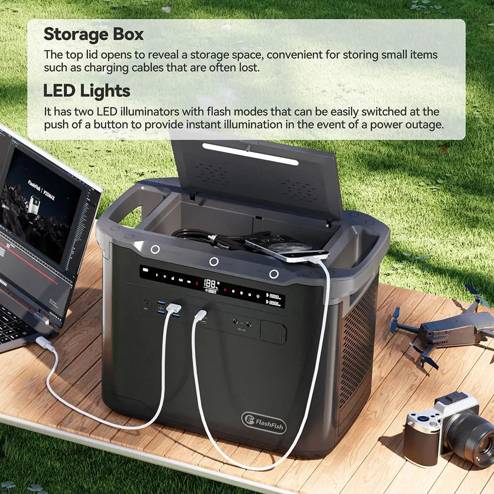Draagbare Power Station – Krachtcentrale – Energiebron – Noodstroom – Camping – 1997 Wh Capaciteit – 2000 W AC-uitgang