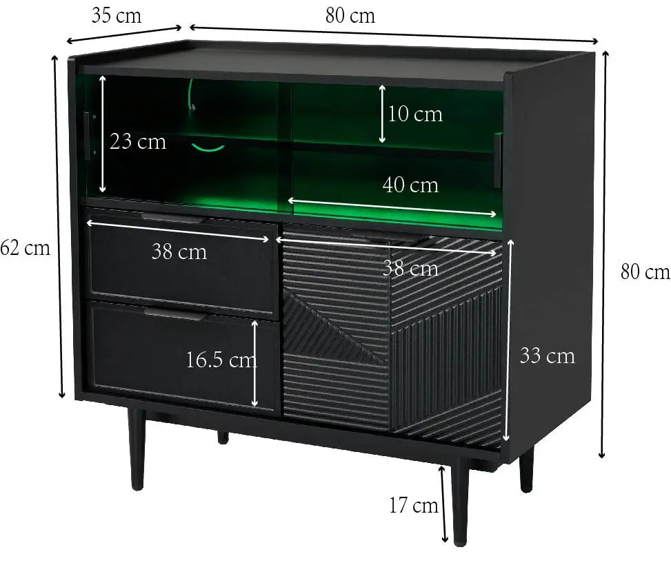 Opbergkast – Opbergmeubel – Kast – Opbergmeubel Met Glazen Schuifdeuren – Met LED-Verlichting – Met Metalen Poten