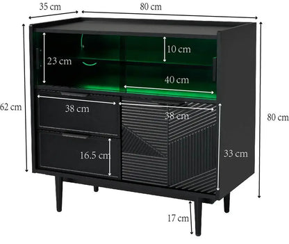 Opbergkast – Opbergmeubel – Kast – Opbergmeubel Met Glazen Schuifdeuren – Met LED-Verlichting – Met Metalen Poten