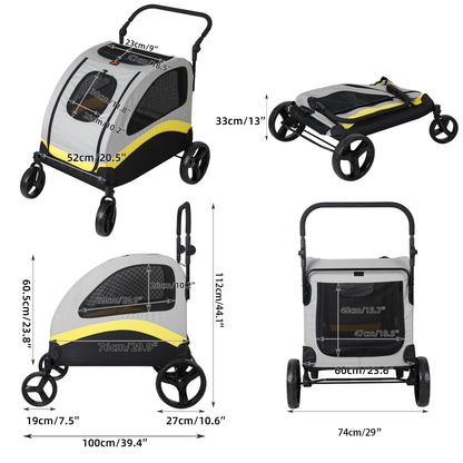 Dierenwagen – Huisdierbuggy – Hondenwagen – Kattenbuggy – Ruim Comfortabel Interieur – Veilig Stabiel Frame