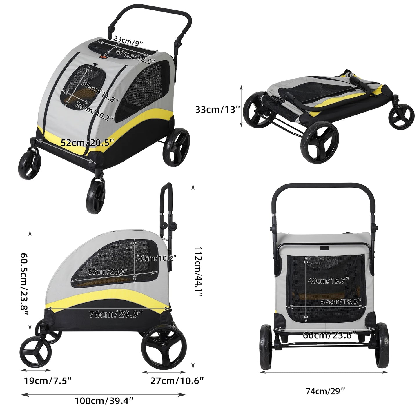 Hondenwagen – Hondenbuggy – Hondenkar – Huisdierenwagen – Dog Stroller – Variant L – 360° Zwenkwielen Met Schokabsorptie – Maximaal Draaggewicht 55 kg