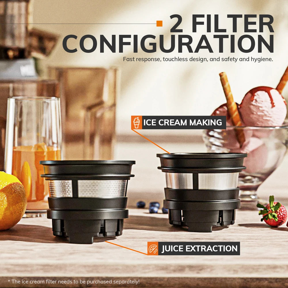 Slow Juicer - Sapcentrifuge - Cold Press - Kitchen - voor Groenten en Fruit - Grote Vulopening - 60RPM - 3 Snelheden - 1200 Watt - Stainless Steel Sieve - Automatische Pulpuitstoot - Koude Pers - Makkelijk te Reinigen - Parelwit