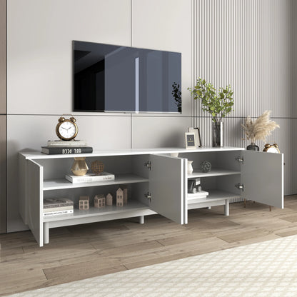 TV-Kast – Meubel Voor Tv – Mediameubel – Tv-Stand – Witte Kast – 175 Cm Breed – Push-To-Open Deuren