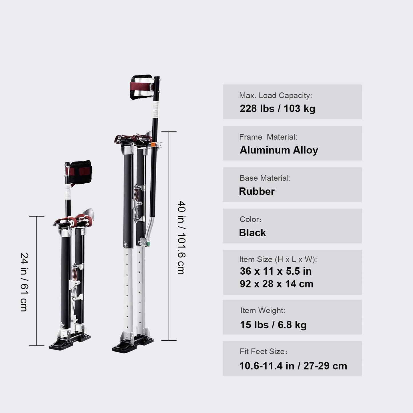 Werk Stelten - Verstelbare - Lichtgewicht - Extra Hoog 92-101cm - Stabiele Houding - Antislip - Onbreekbaar - Roestvrij - Tot 103kg - Afbouw - Schilder - Stucadoor - Theater - Zilver