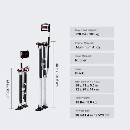 Werk Stelten - Verstelbare - Lichtgewicht - Extra Hoog 92-101cm - Stabiele Houding - Antislip - Onbreekbaar - Roestvrij - Tot 103kg - Afbouw - Schilder - Stucadoor - Theater - Zilver