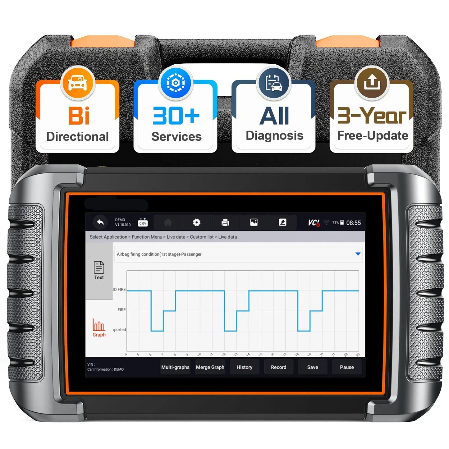 Autodiagnosetool – OBD2 Scanner – Foutcode Lezer – Auto Diagnose – 7-Inch Touchscreen – Wifi Updates