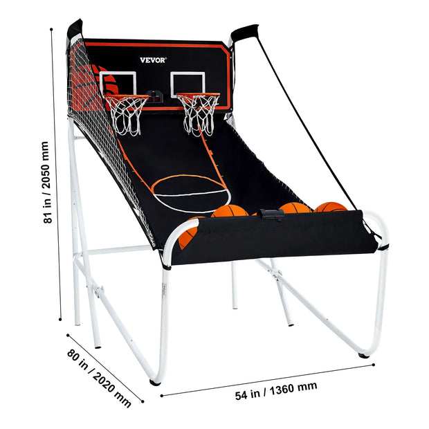Basketbal - Arcade - Basketbalring - Opvouwbare basketbal Arcade - 2 speler - 80x54x81 inch - Dual Shot Sport - met 4 ballen 8 spelmodi voor kind Volwassene