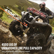 Elektrische lier - Lier - Tackle - Elektrische takel - Staalkabellier - 4500LBS- met 39 ft synthetisch touw - Bedrade/draadloze bediening - Waterdicht - voor Jeeps