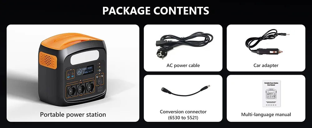 Mobiele Powerstation – Draagbare Energiebron – Noodstroomvoorziening – Back-Up Batterij – 1100 Wh Capaciteit – 1200W Continu Vermogen