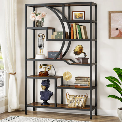 Boekenkast – Open Kast – Boekenplank – Plantenstandaard – Industriële Stijl – Houten Panelen Met Metalen Frame – Verstelbare Pootjes En Anti-Omvalbeugel